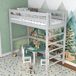 Cama alta de madera N01 100x200 Cama alta de madera N01 100x200 Blanco/ Gris