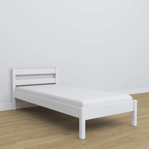 Cama individual de madeira N01 branco