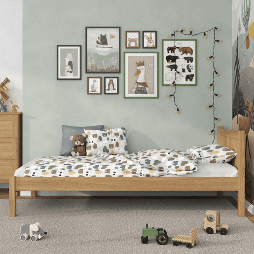 Cama individual de carvalho N02 carvalho natural Cama individual de carvalho N02 carvalho natural