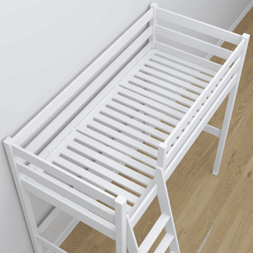 Cama alta de madeira com secretária N03 branco Cama alta de madeira com secretária N03 branco