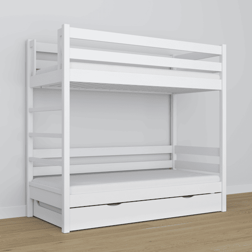 Beliche de madeira com gaveta para colchão N03 branco