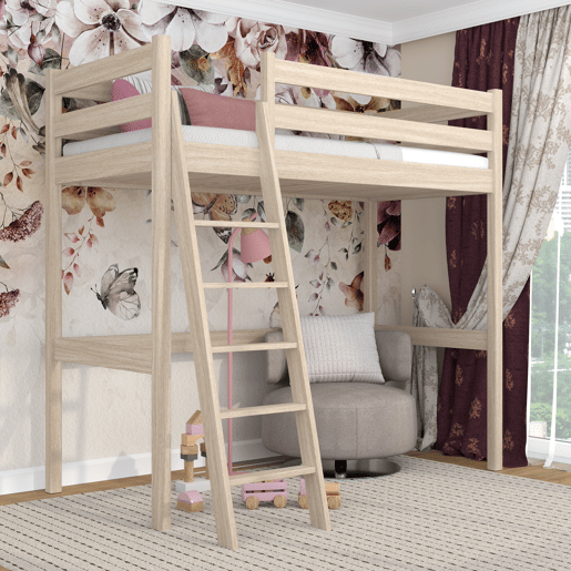 Cama mezzanine de carvalho N03 carvalho branqueado