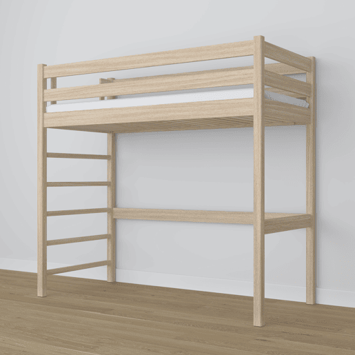 Cama mezzanine de carvalho N01 carvalho branqueado