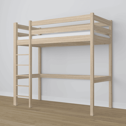 Cama mezzanine de carvalho N05 carvalho branqueado