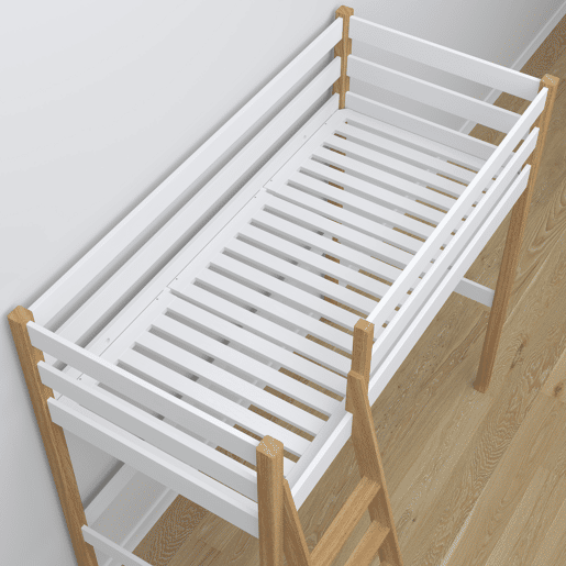 Cama alta de madeira N03 branco e carvalho Cama alta de madeira N03 branco e carvalho