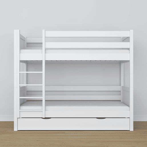 Beliche de madeira com gaveta para colchão N02 branco