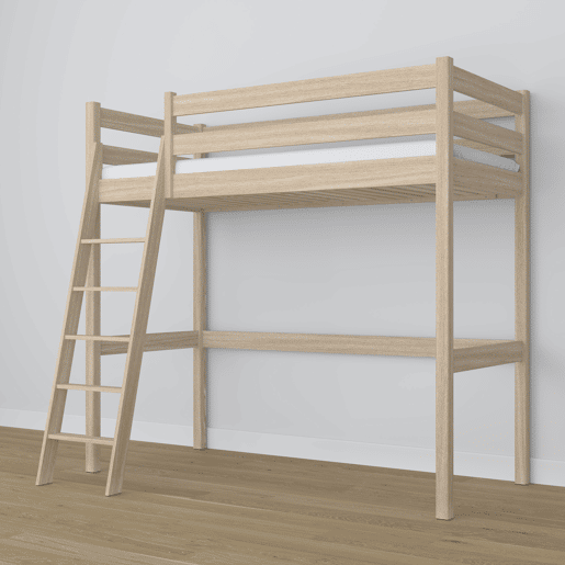 Cama mezzanine de carvalho N03 carvalho branqueado