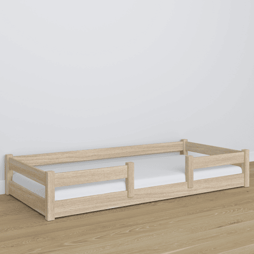 Cama baixa de carvalho N01 carvalho branqueado