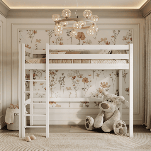 Cama alta de madeira N05 branco