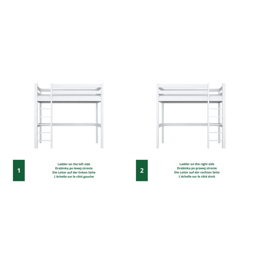Cama alta de madeira N05 branco