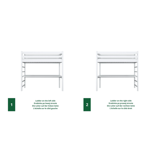 Cama alta de madeira com secretária N01 branco Cama alta de madeira com secretária N01 branco