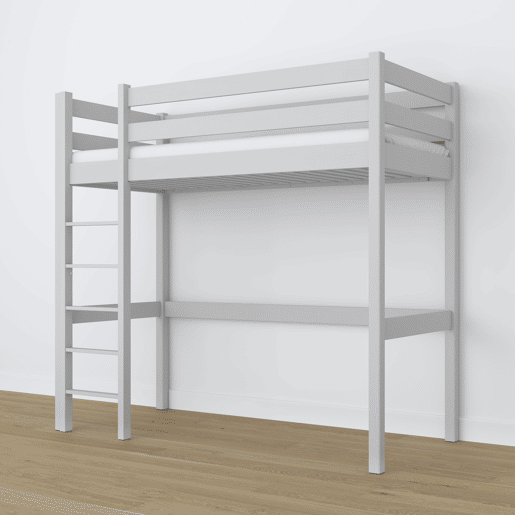Cama alta de madeira N05 cinza