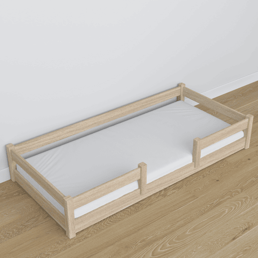 Cama baixa de carvalho N01 carvalho branqueado