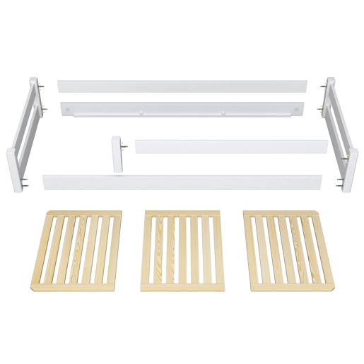 Cama baixa de madeira N02 branco e carvalho Cama baixa de madeira N02 branco e carvalho