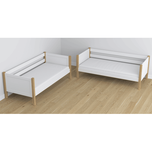 Beliche de madeira com gaveta N02 branco e carvalho