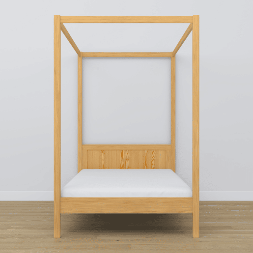 Cama individual de madeira com dossel N02 pinho natural