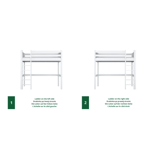 Cama alta de madeira N06 branco Cama alta de madeira N06 branco