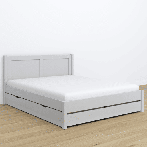 Cama individual de madeira com dossel N01 cinza