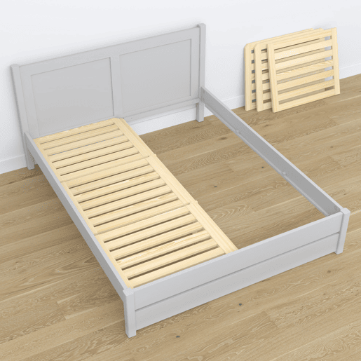 Cama individual de madeira com dossel N01 cinza