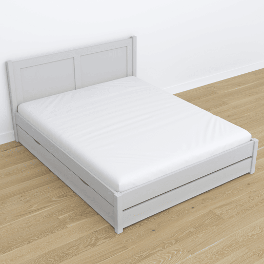 Cama individual de madeira com dossel N01 cinza