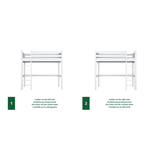 Cama alta de madeira N06 branco
