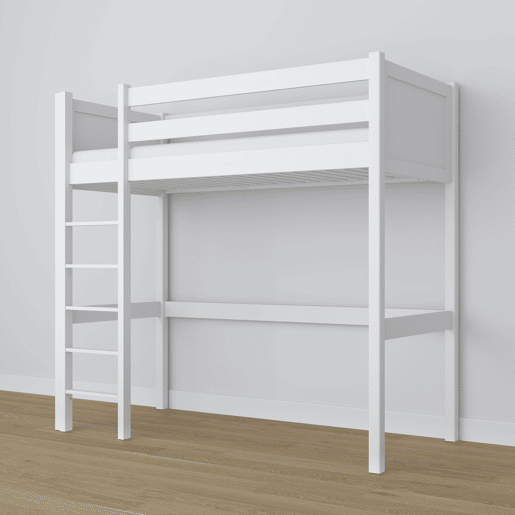 Cama alta de madeira N06 branco