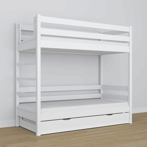 Beliche de madeira com gaveta para colchão N03 branco