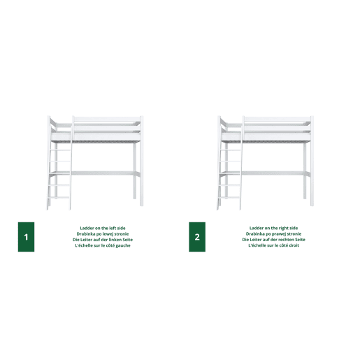Cama alta de madeira N03 branco Cama alta de madeira N03 branco