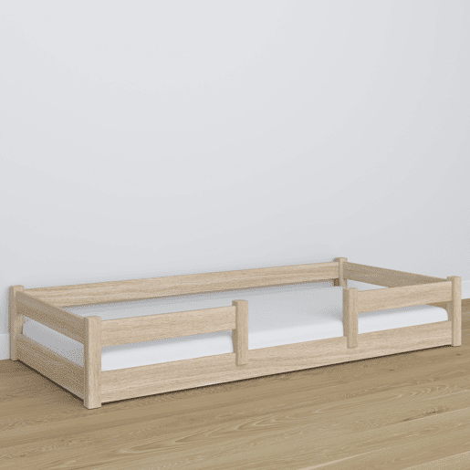 Cama baixa de carvalho N01 carvalho branqueado