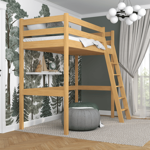 Cama alta de madeira N03 pinho natural Cama alta de madeira N03 pinho natural