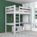 Cama alta de madera N05 100x200 Cama alta de madera N05 100x200 Blanco/ Gris