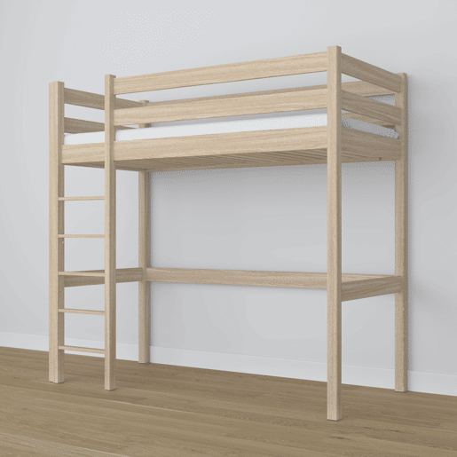 Cama mezzanine de carvalho N05 carvalho branqueado