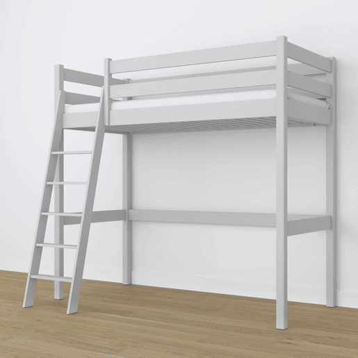 Cama alta de madeira N03 cinza