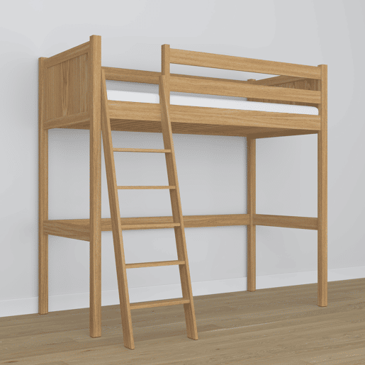 Cama mezzanine de carvalho N04 carvalho natural