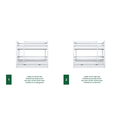 Beliche de madeira com gaveta para colchão N01 branco Beliche de madeira com gaveta para colchão N01 branco