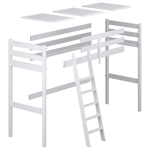 Cama alta de madeira N03 branco