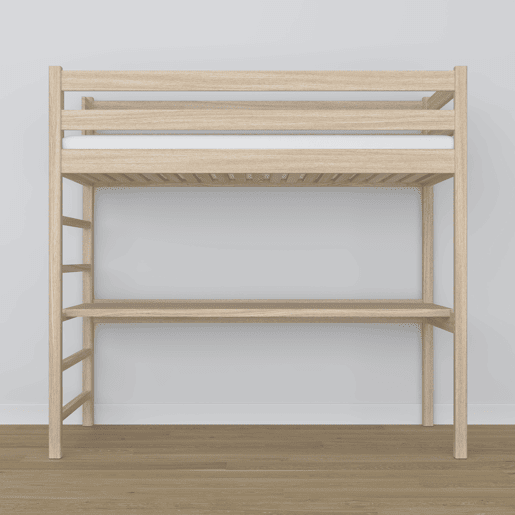 Cama mezzanine de carvalho com secretária N01 carvalho branqueado