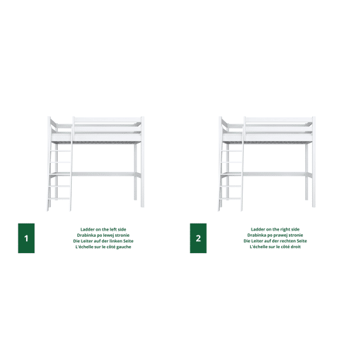 Cama alta de madeira N03 branco