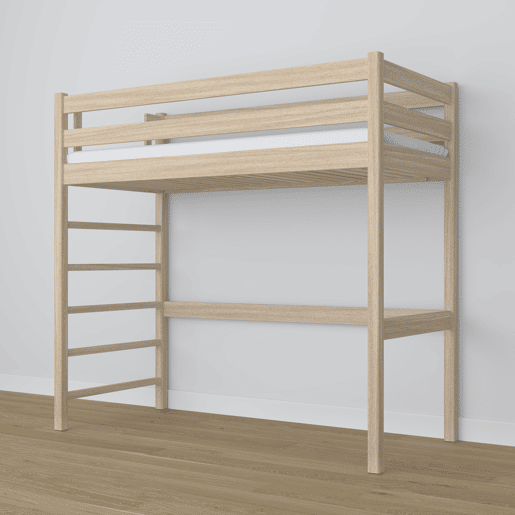 Cama mezzanine de carvalho N01 carvalho branqueado