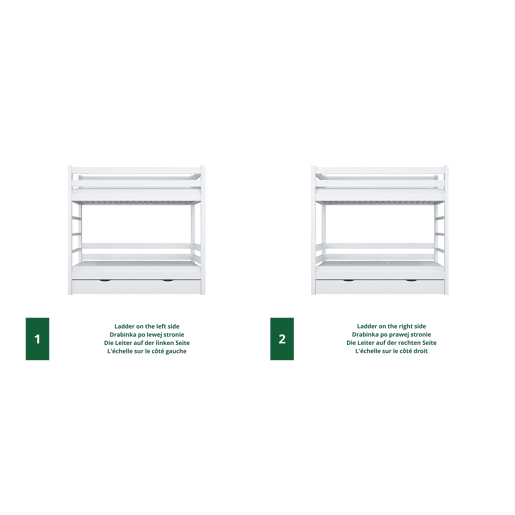 Beliche de madeira com gaveta para colchão N03 branco