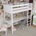 Cama alta de madera con escritorio N06 120x190 Cama alta de madera con escritorio N06 120x190 Blanco/ Gris