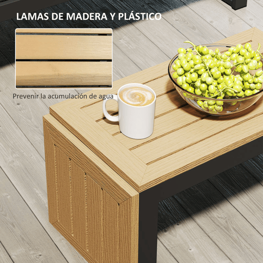 Outsunny Conjunto de Jardim Exterior de 3 Peças, Sofá Exterior Seccional Resistente com 2 Sofás de 2 Lugares e Mesa de Centro Versátil, Estrutura de Alumínio e Almofadas, Cinzento Claro