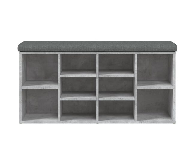 Banco zapatero hermes 10 módulos + asiento acolchado gris 50x102x32 cm