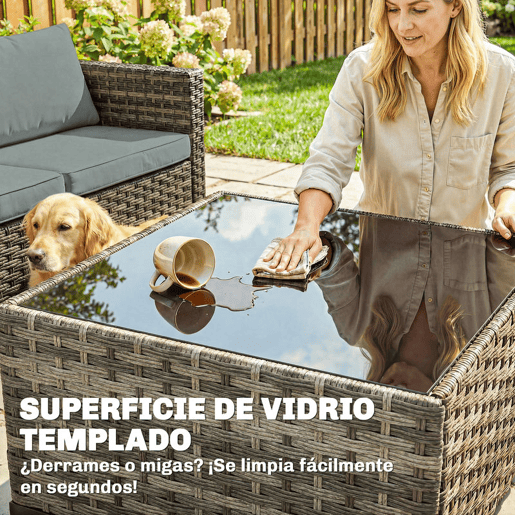 Outsunny Conjunto de Jardim em Vime de 5 Peças Conjunto para Terraço Resistente Móveis de Jardim Exterior Inclui Almofadas 2 Poltronas de Canto Poltrona sem Braços Apoia-Pés e Mesa de Centro Cinza Claro