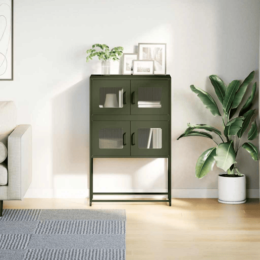 Aparador - Bufete - Móvei de apoio alto 68x39x107 cm aço verde azeitona pt2391