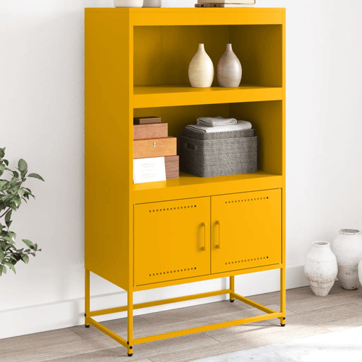 Aparador - Bufete - Móvei de apoio alto 68,5x38,5x123,5 cm aço amarelo mostarda pt2184