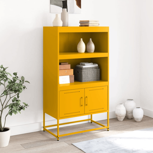 Aparador - Bufete - Móvei de apoio alto 68,5x38,5x123,5 cm aço amarelo mostarda pt2184
