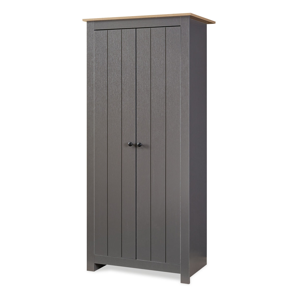 Armario Ropero Trorjam (2 puertas 1 perchero 1 compartimento) 80 Gris/ Madera