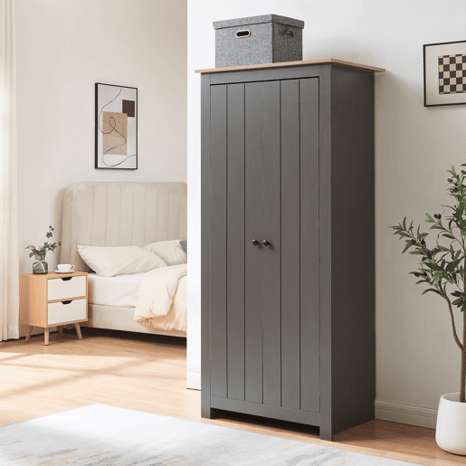 Roupeiro Trorjam com 2 portas 175x80x52 cm CinzentoCarvalho en.casa