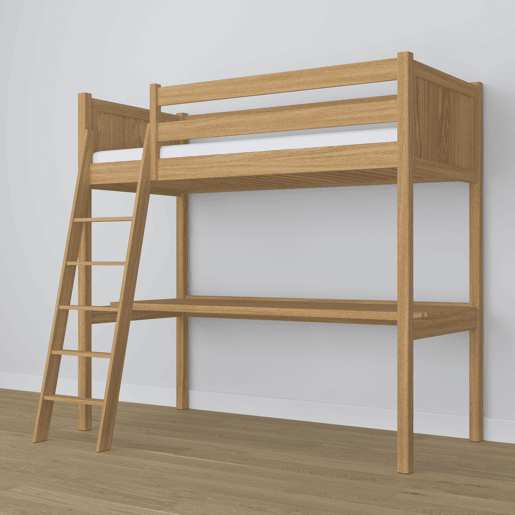 Cama mezzanine de carvalho com secretária N04 carvalho natural